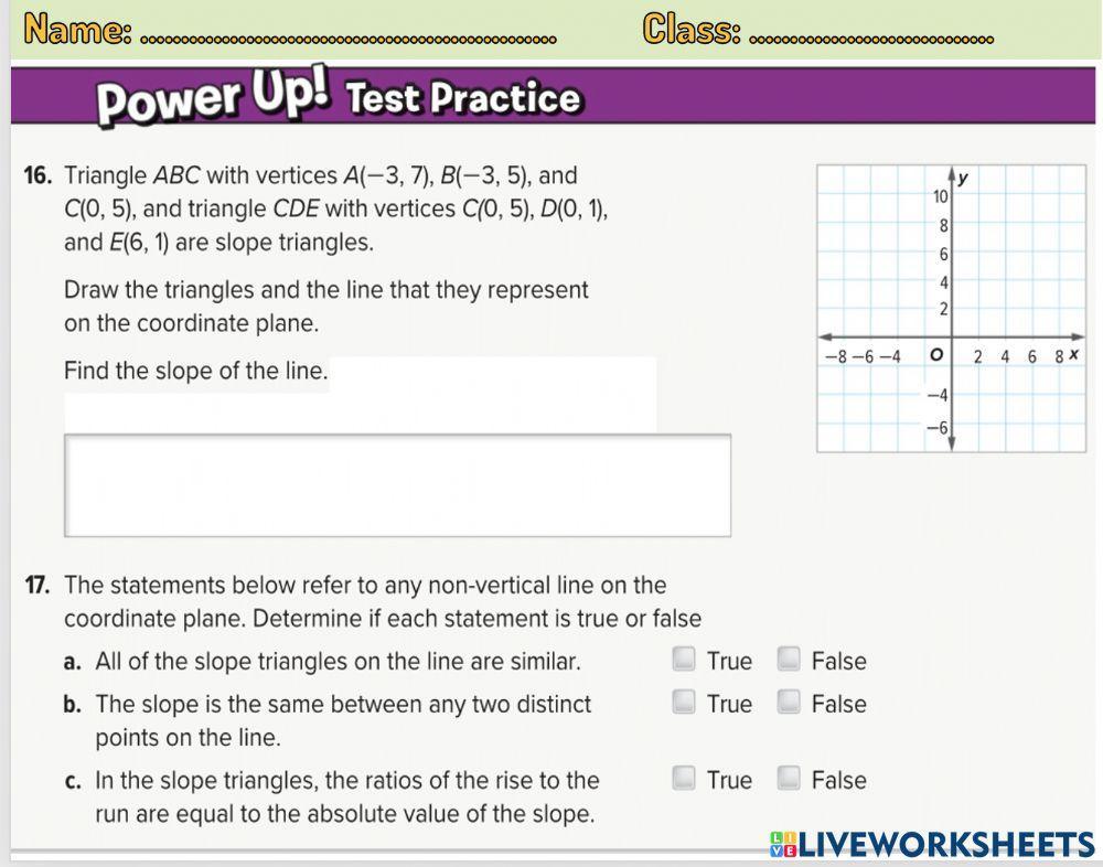 Slope Triangles Worksheet
