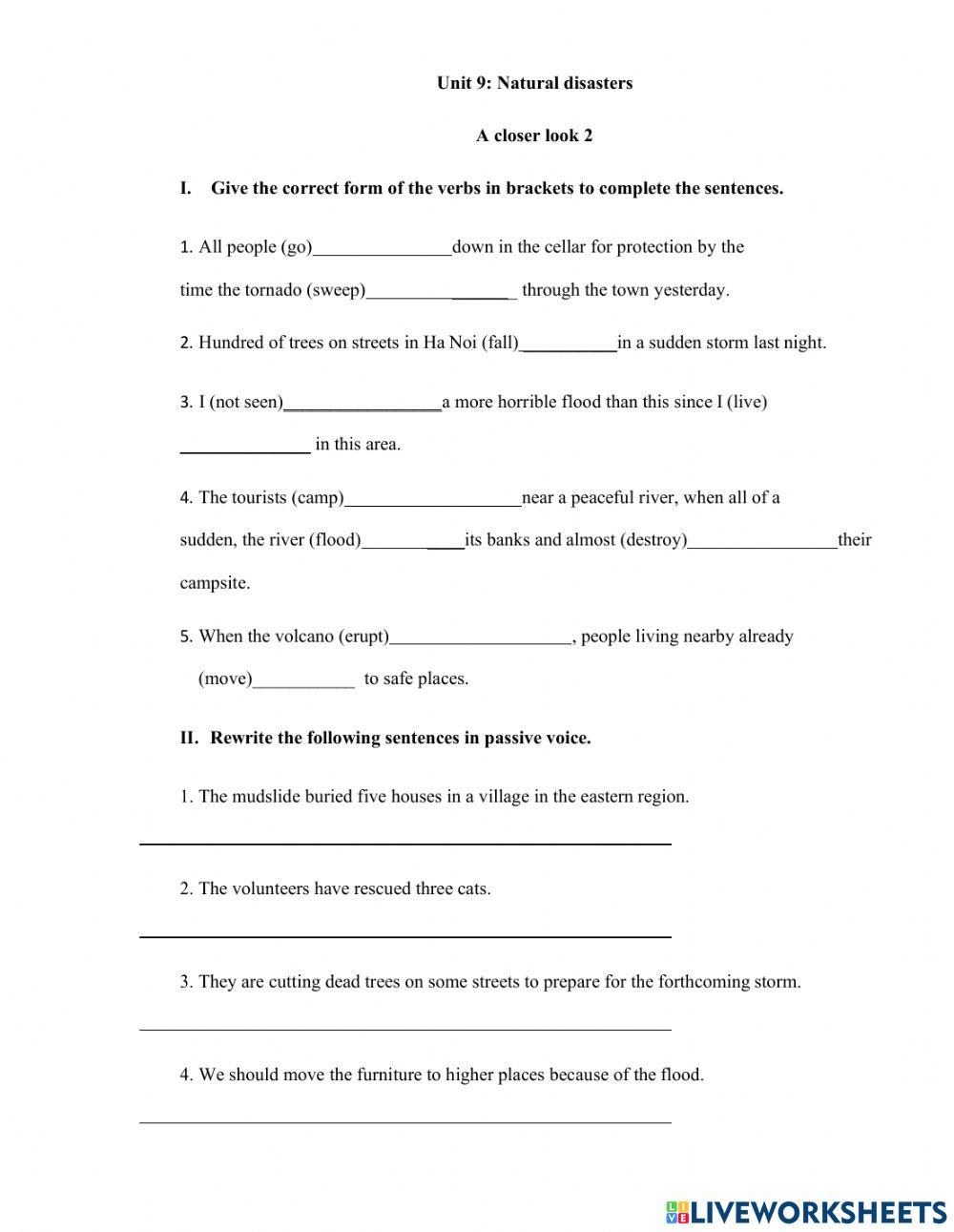 Unit 9 Natural disasters