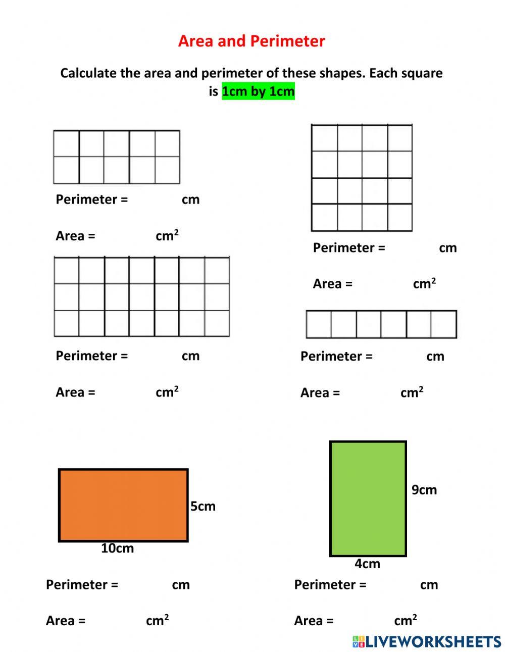 Area and perimeter of rectangles