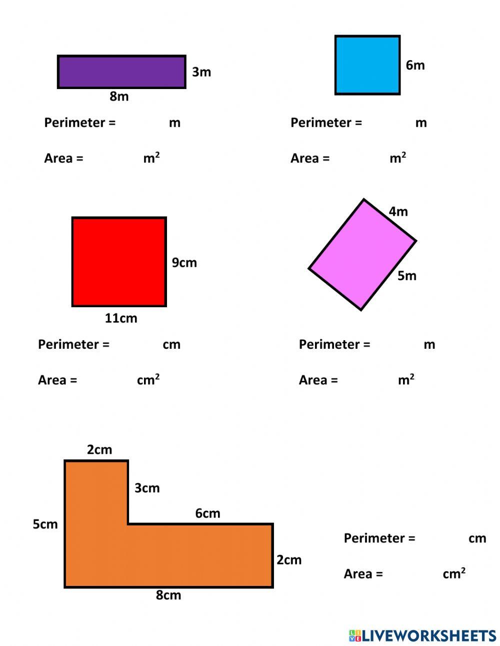 Area and perimeter of rectangles