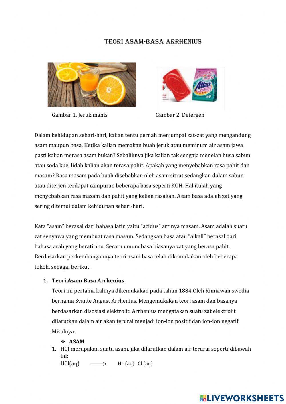 Lkpd konvensional teori asam-basa arrhenius