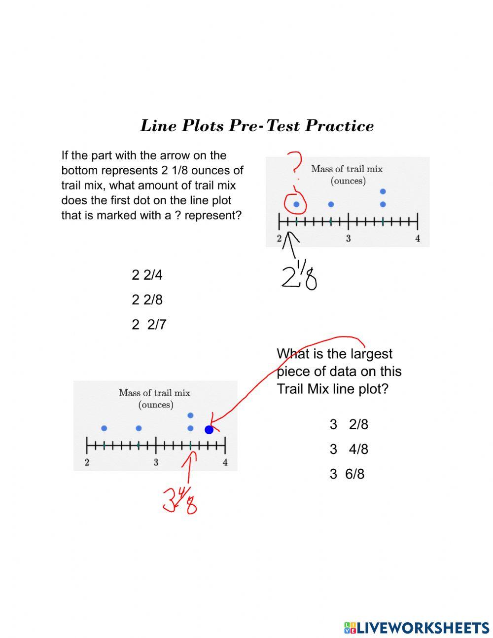 Line Plots Pre-Test Practice
