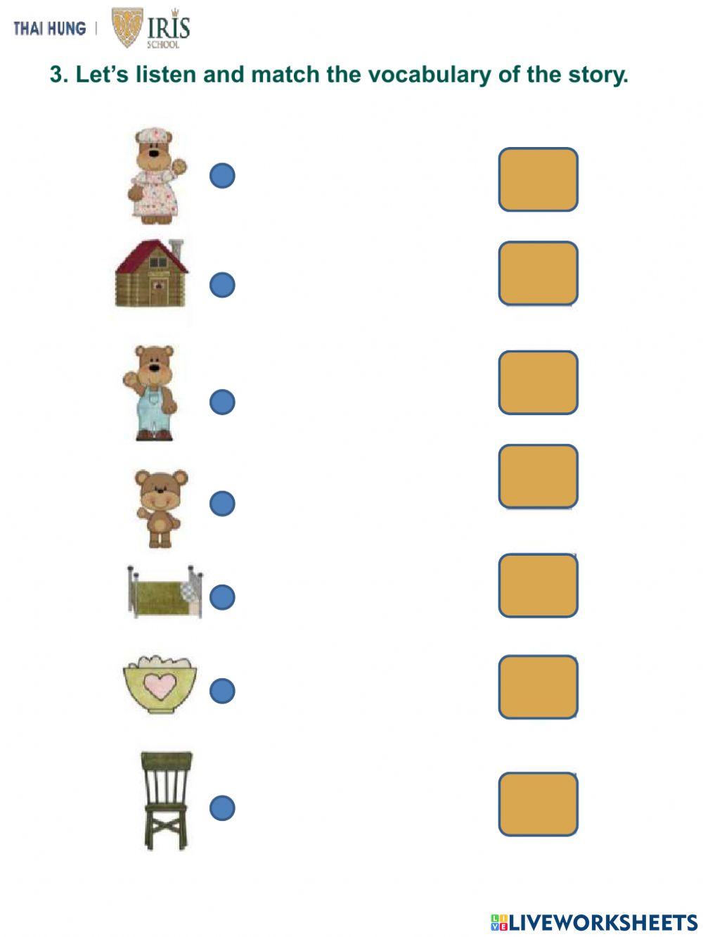 Rainbow-Worksheet about Goldilocks and The Three Bears 2