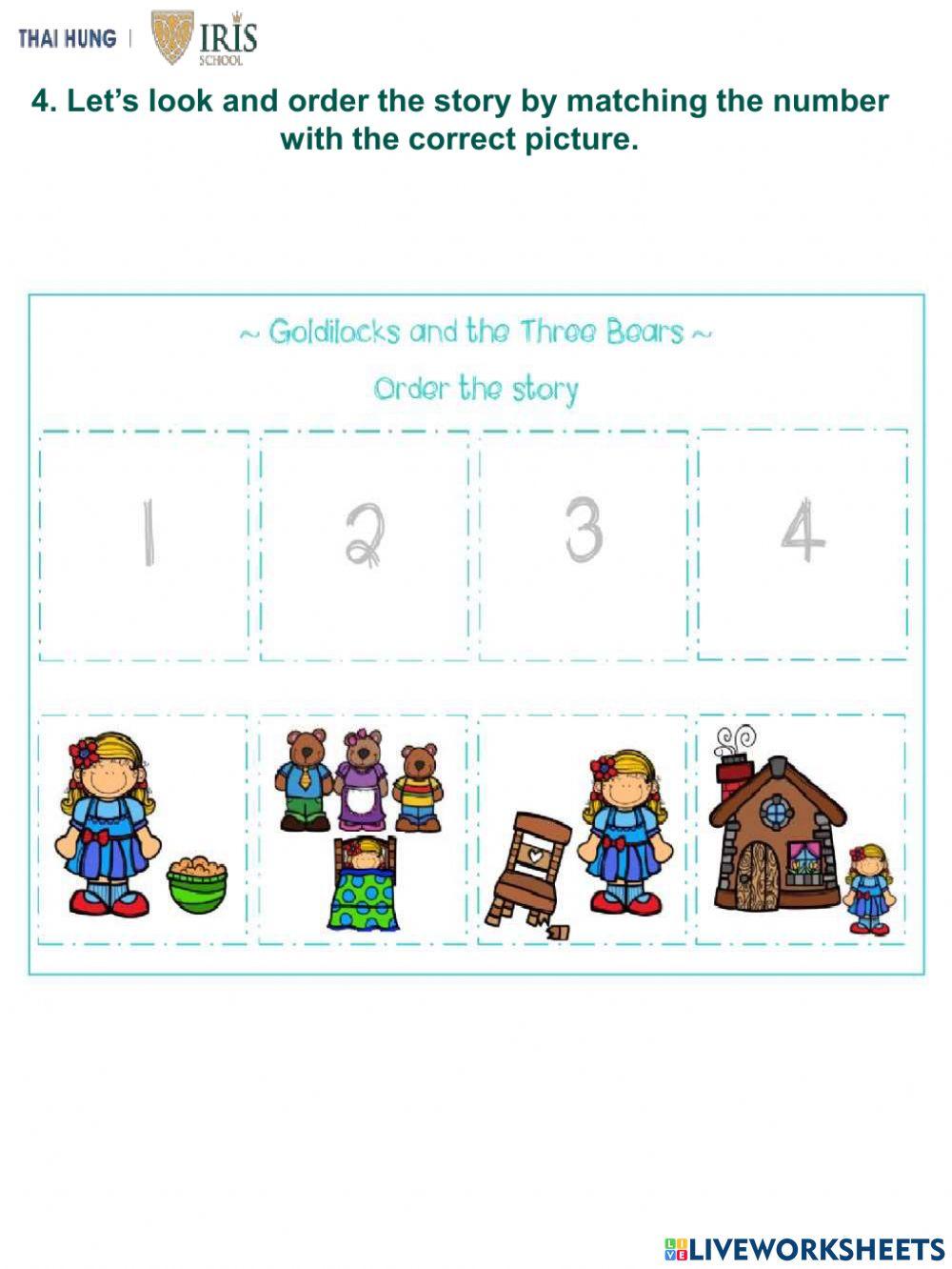 Rainbow-Worksheet about Goldilocks and The Three Bears 2