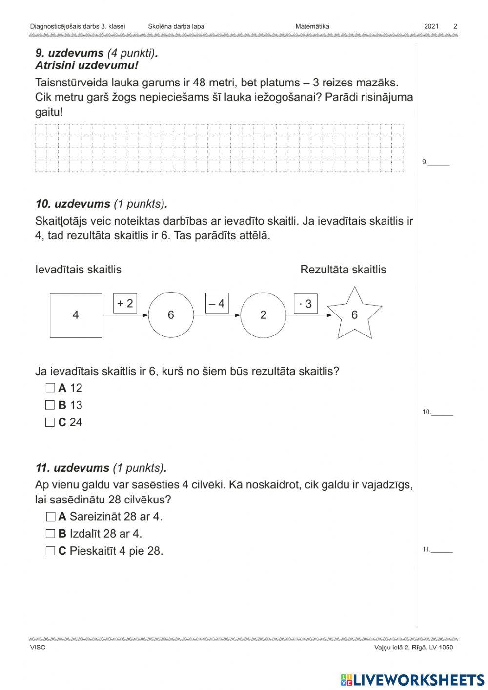 3.klase diagnosticējošais darbs 2020-2021