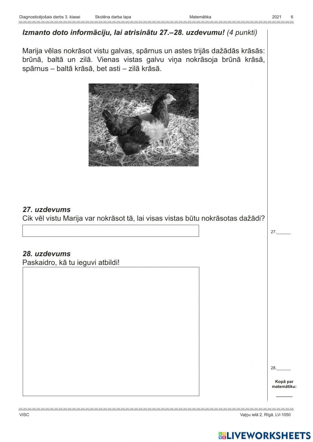 3.klase diagnosticējošais darbs 2020-2021