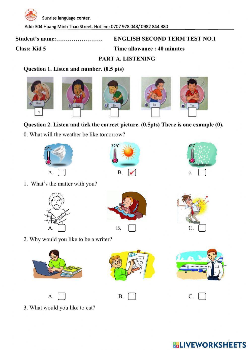 Second term test no.1