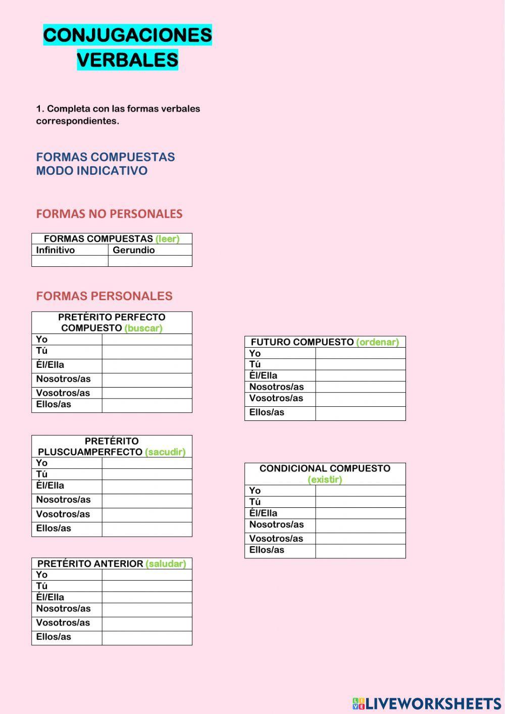 Conjugaciones y tiempos verbales