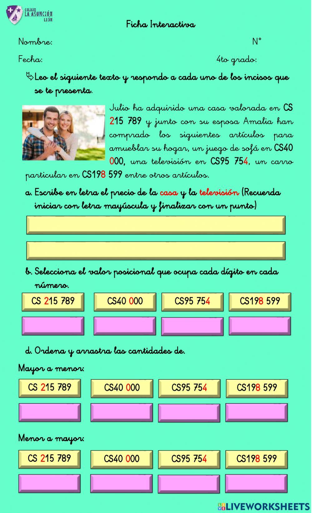 Números naturales hasta la centena de millar