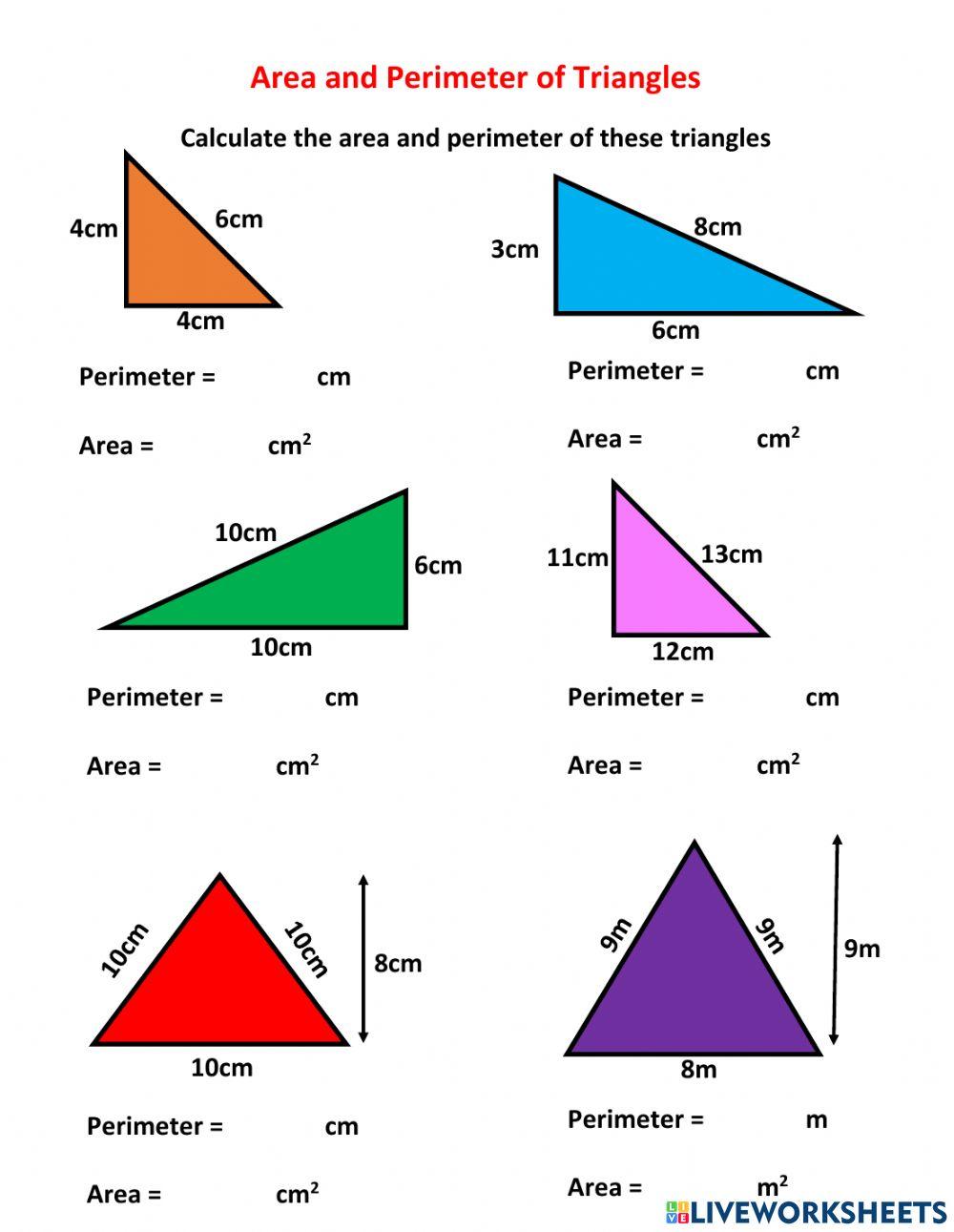 Perimeter and area of triangles