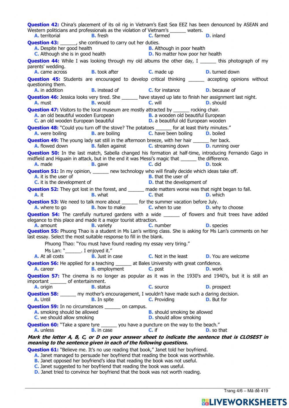 Đề thi đại học