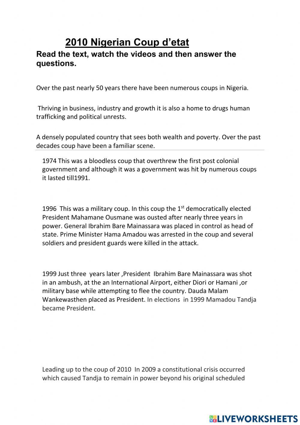 2010 Nigerian Coup d'etate