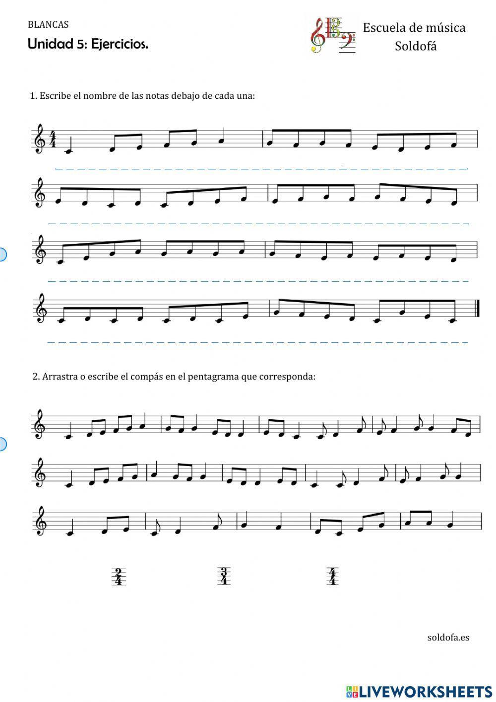 Nombre notas y compás Nombre notas y compás