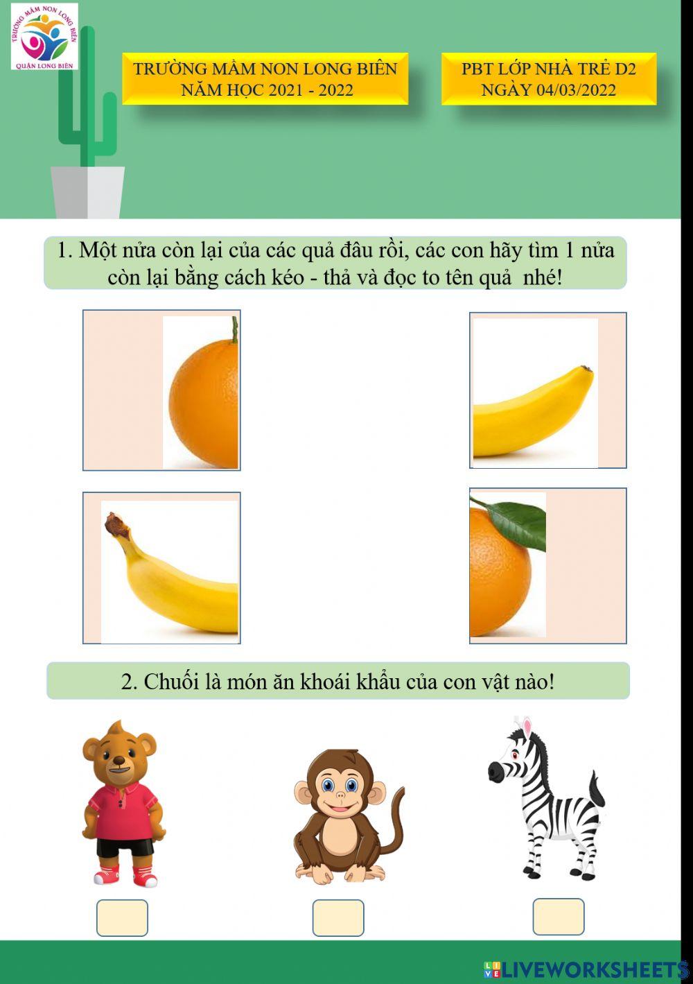 PBT cuối tuần lớp nhà trẻ D2 ngày 04-03-2022