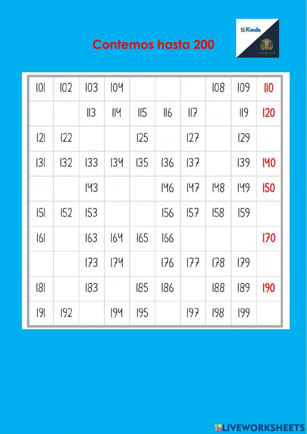 Números del 100 al 200