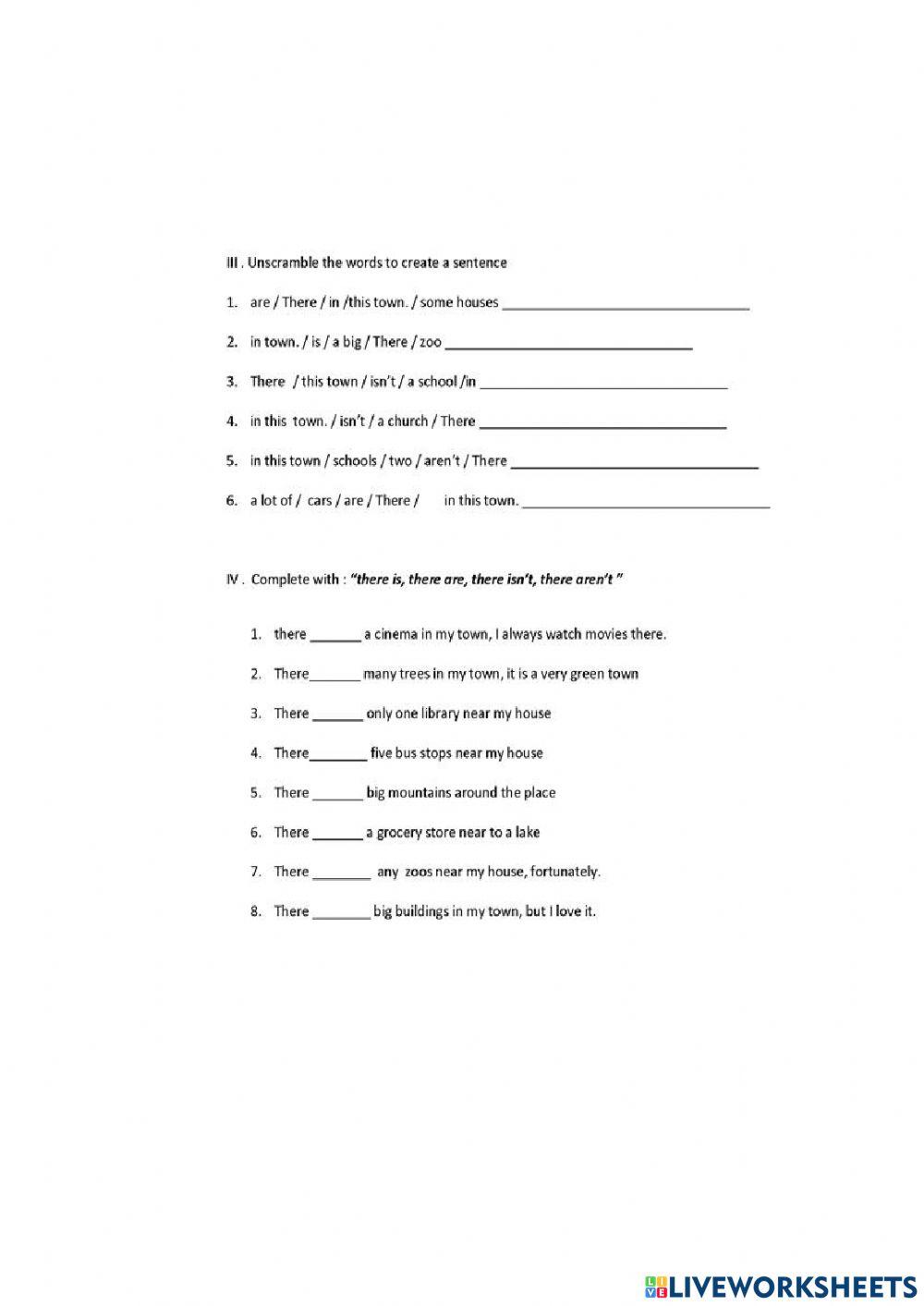 There is-are (places in the city)