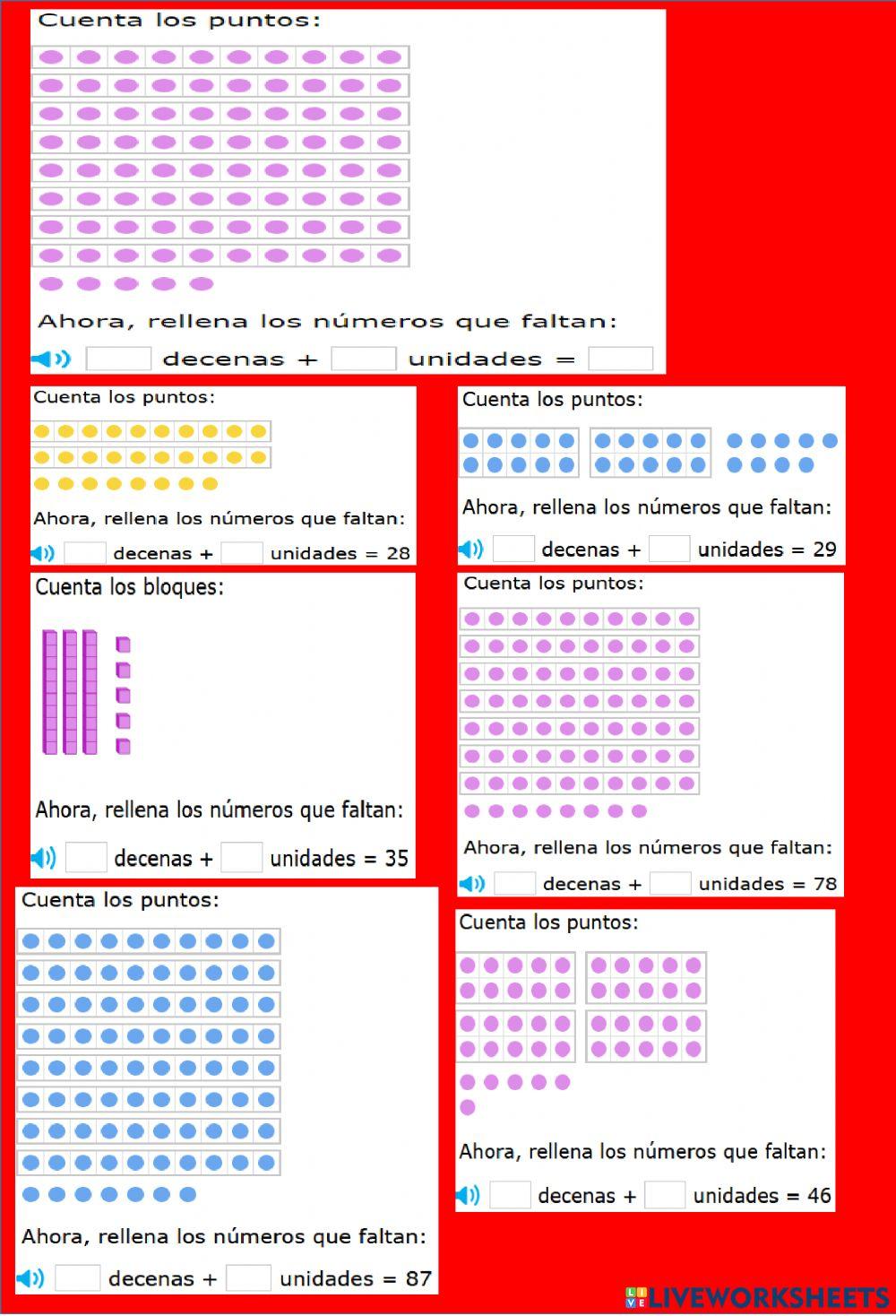 Contar denenas y unidades: hasta el 100