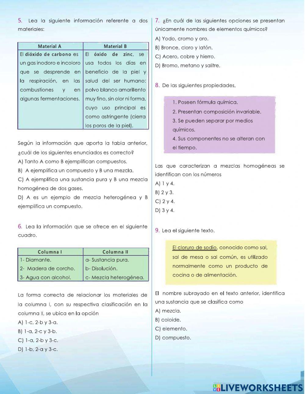 Clasificación de la Materia