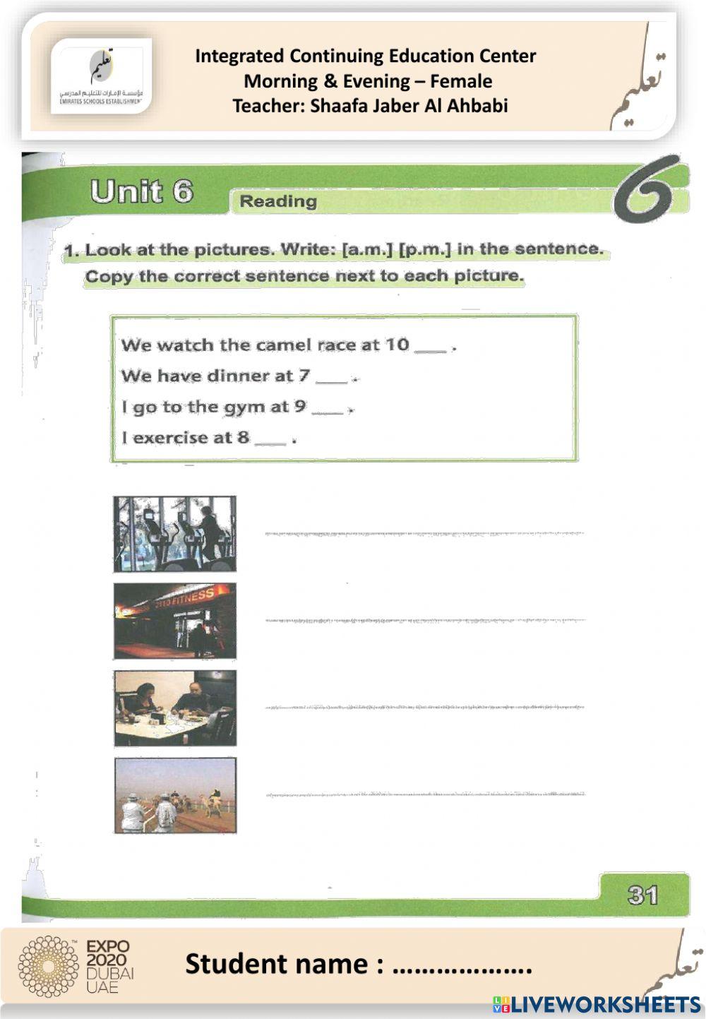 1906294 | Unit 6 lesson 5 | shaafa | LiveWorksheets