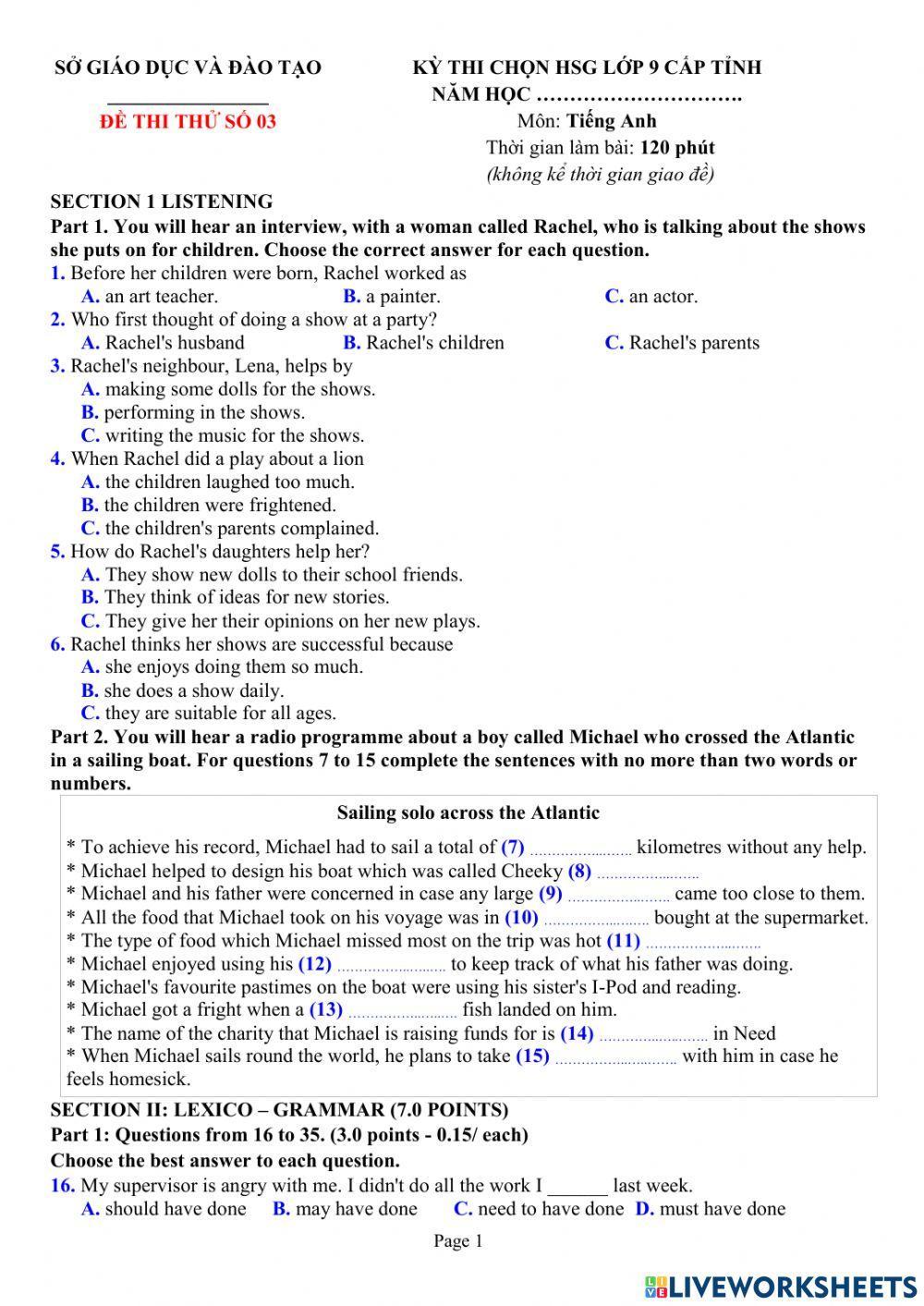 EL9 đề thi học sinh giỏi số 3