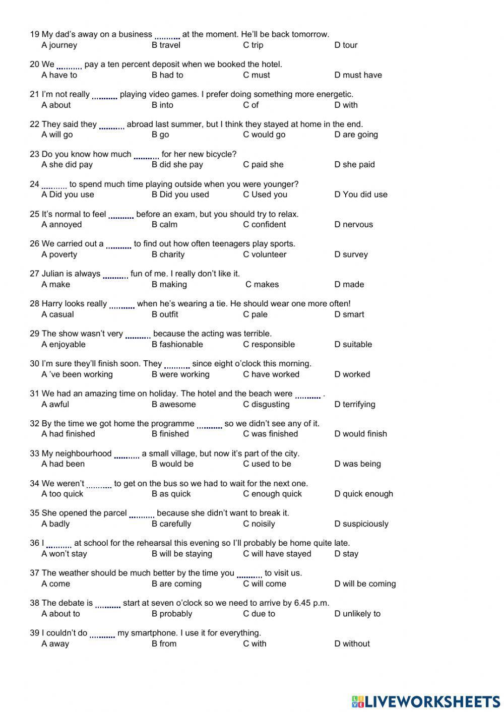 Diagnostic test - level b1+