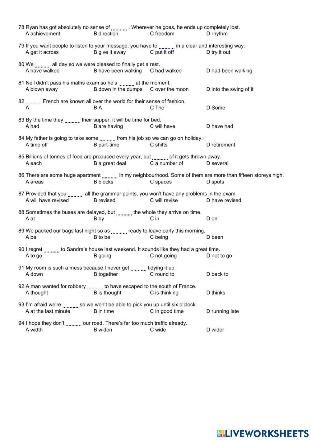Diagnostic test - level b1+
