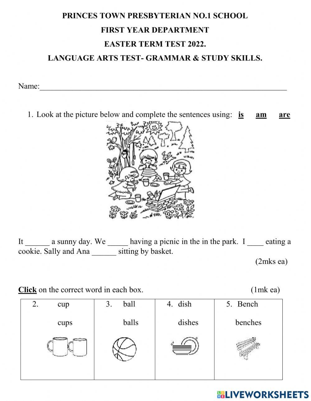 1st-year-term-2-2022-grammar-and-study-skills-test-online-exercise-for