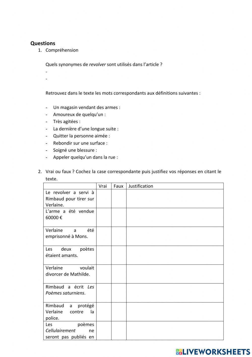 Compréhension écrite