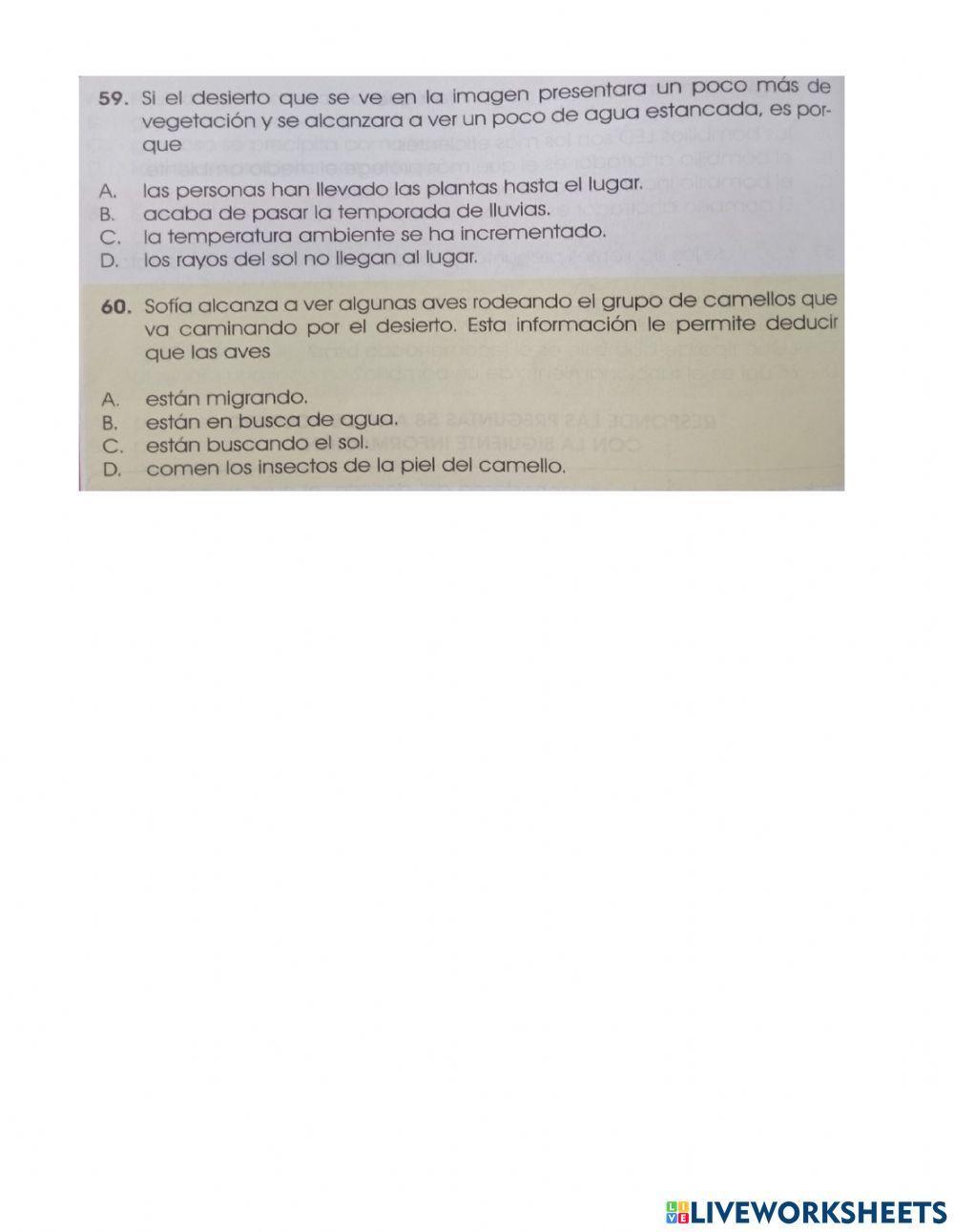 Prueba saber ciencias naturales grado tercero