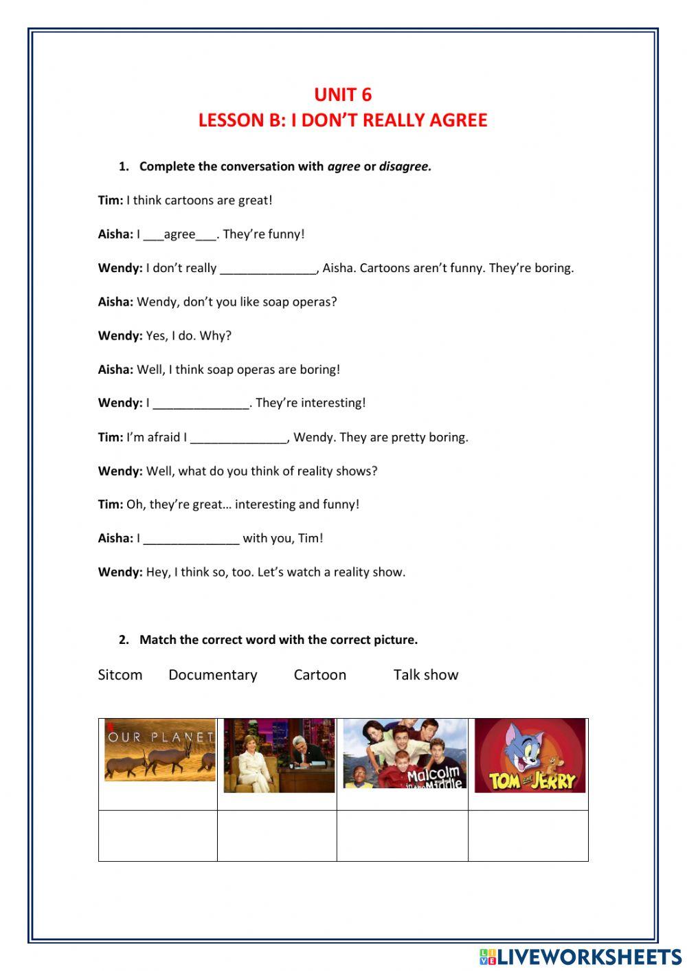 Lesson B I don't really agree