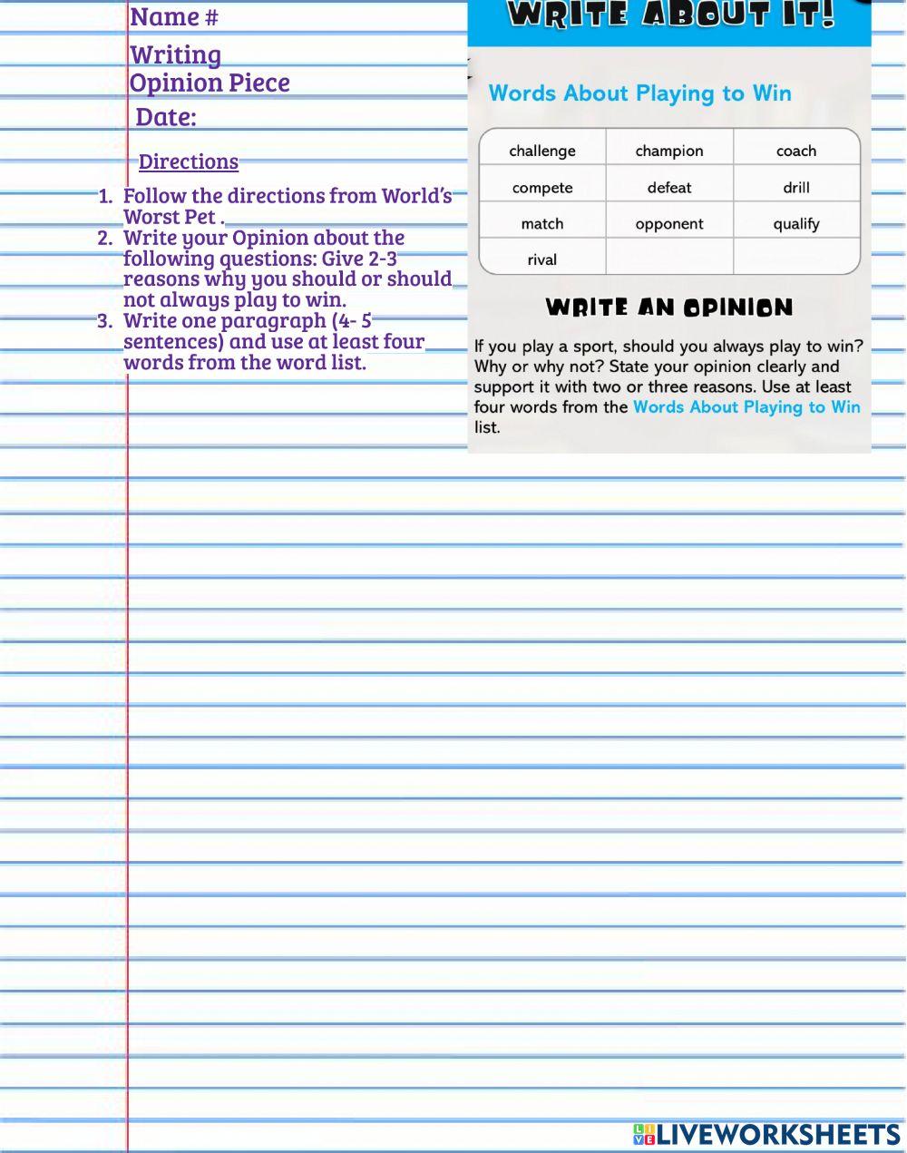 Writing an Opinion Piece