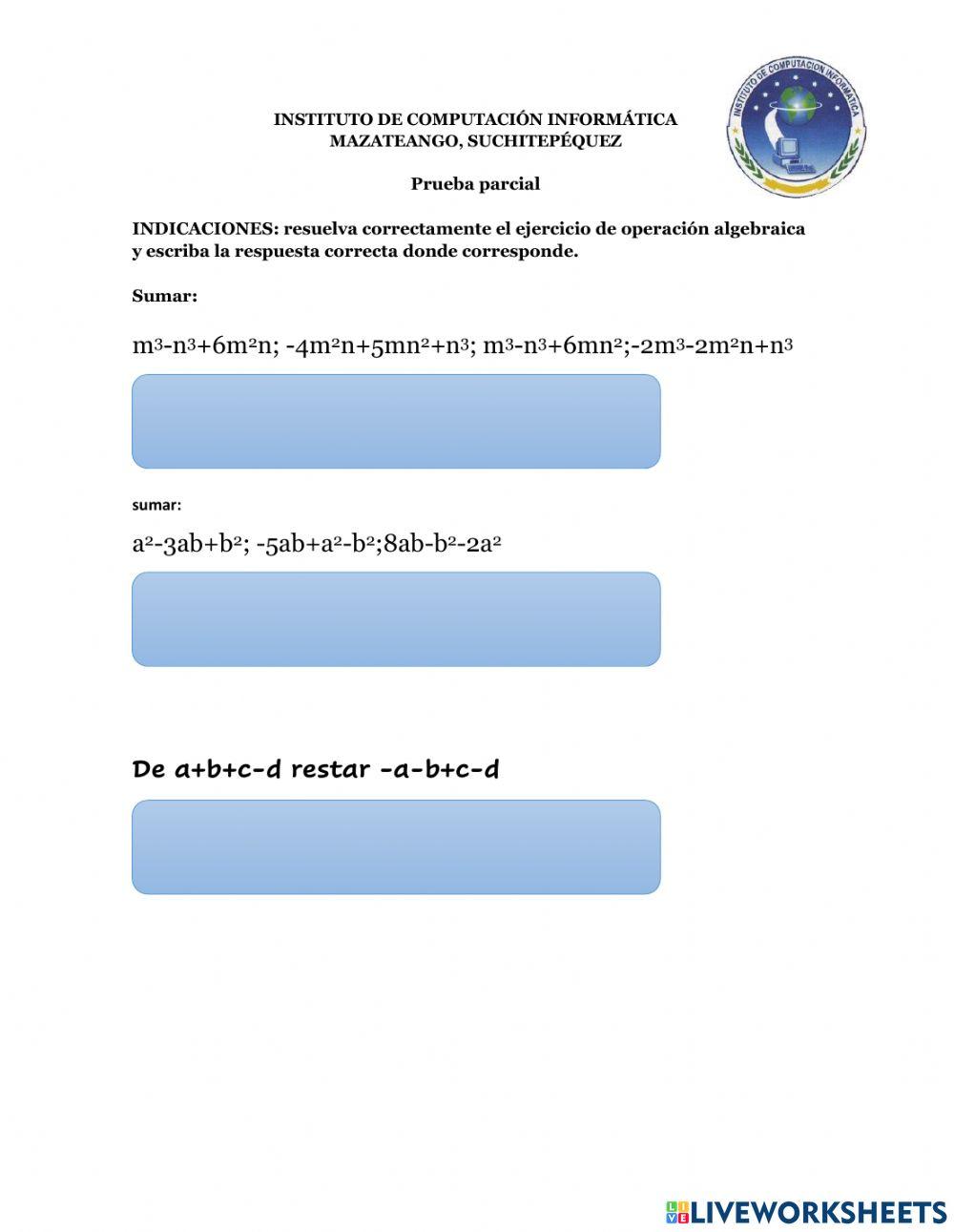 Suma y resta algebraica