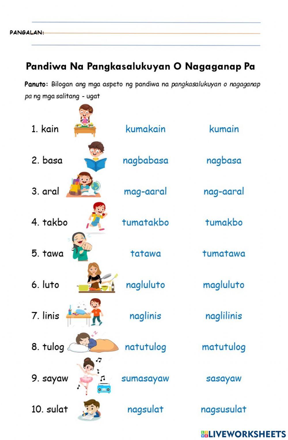 G0-Q3W2-Aralin 15 -  Pangkasalukuyan (Pandiwa na Nagaganap Pa)-ACTIVITIES