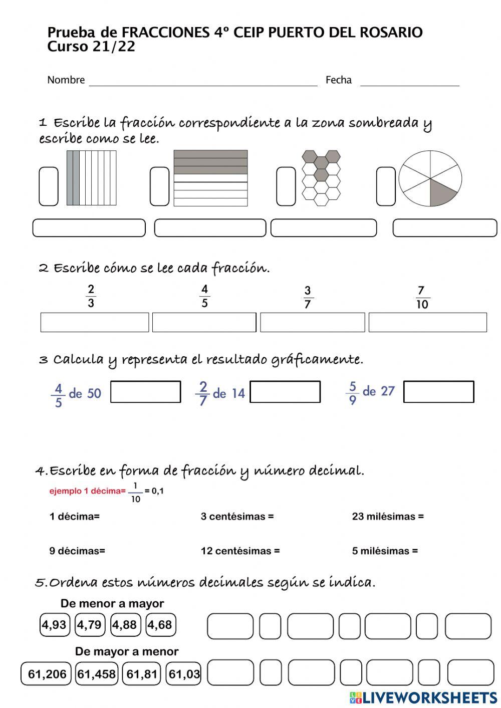 Prueba fracciones 4º