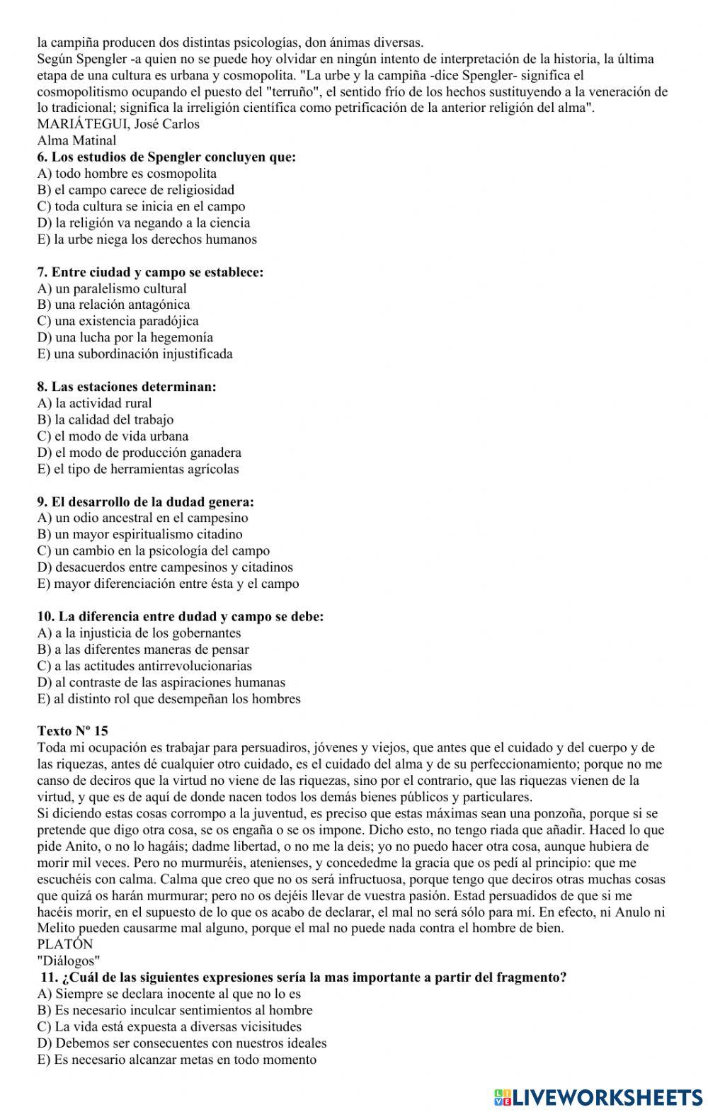 Comprensión lectora 20