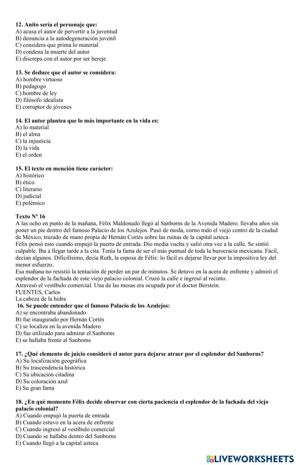 Comprensión lectora 20