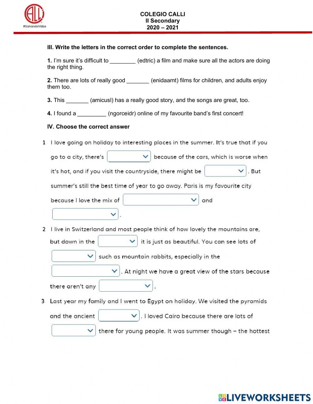 II Secondary 2nd evaluation