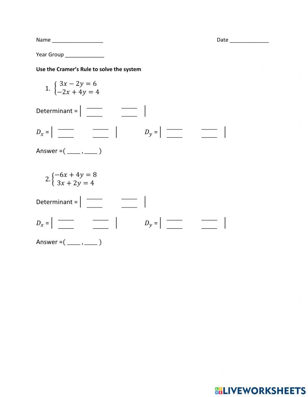 1844425 | Matrices - Cramer's Rule 2x2 | mathistheway