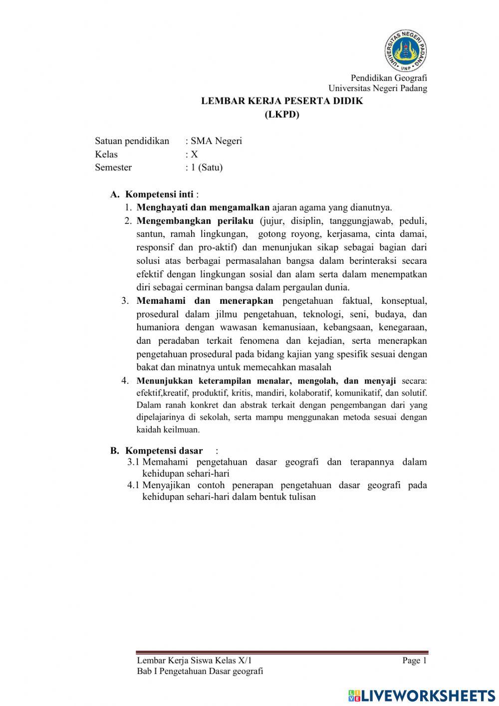 Latihan soal geografi bab 1