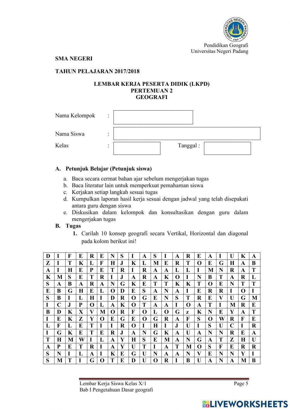 Latihan soal geografi bab 1