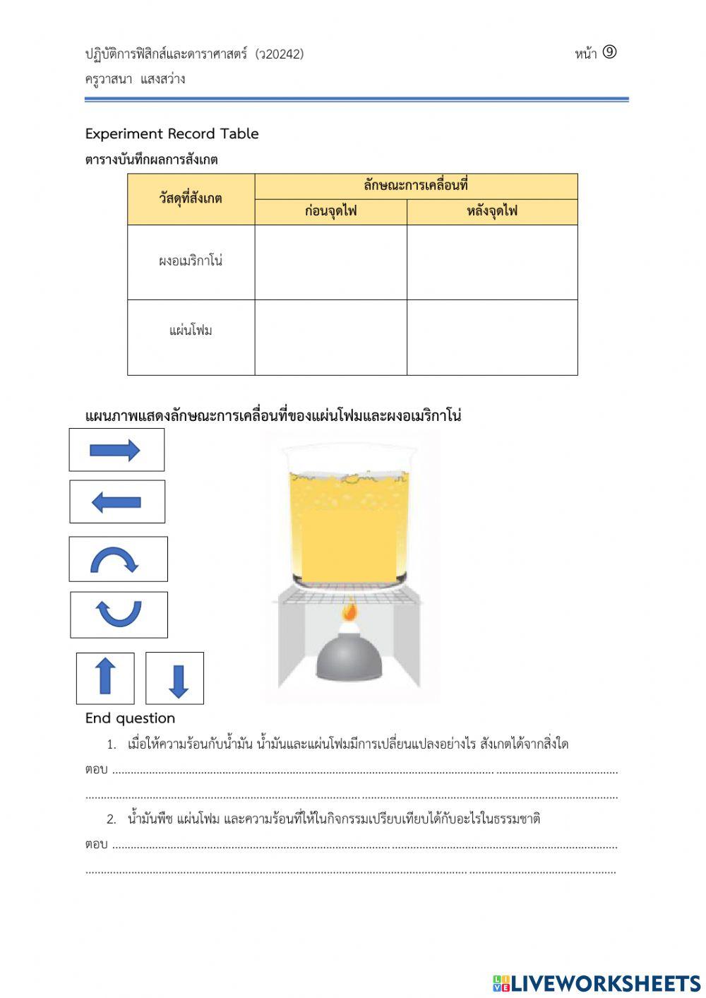 การทดลอง เรื่อง การเคลื่อนที่ของแผ่นธรณี