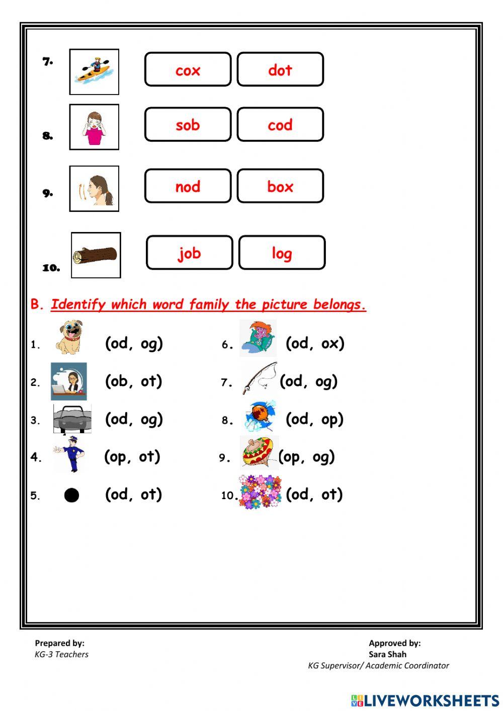 Phonics CVC Words with short vowel -o- sound