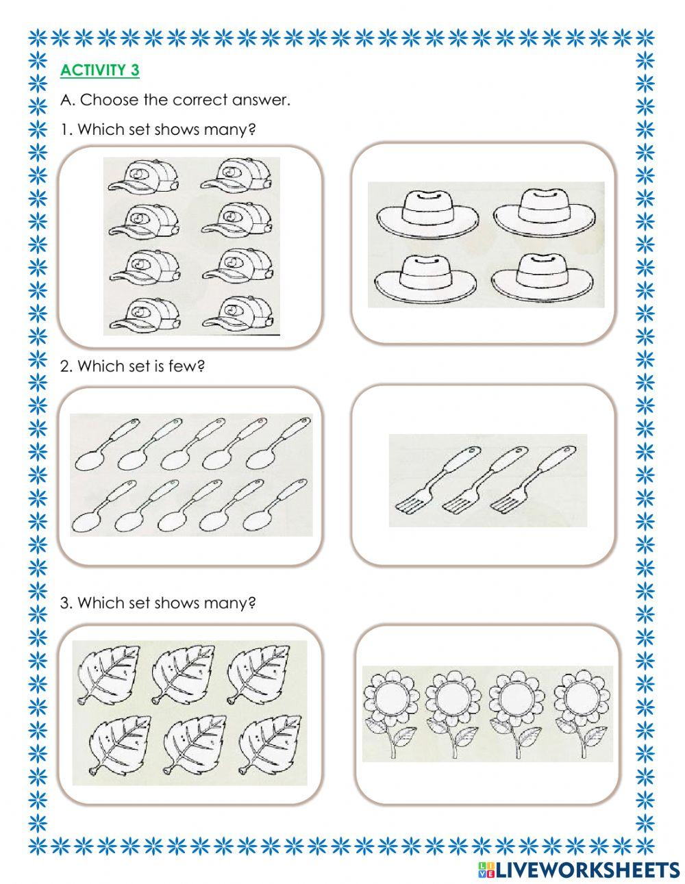 Few, Many, As Many As, More Than, and Less Than