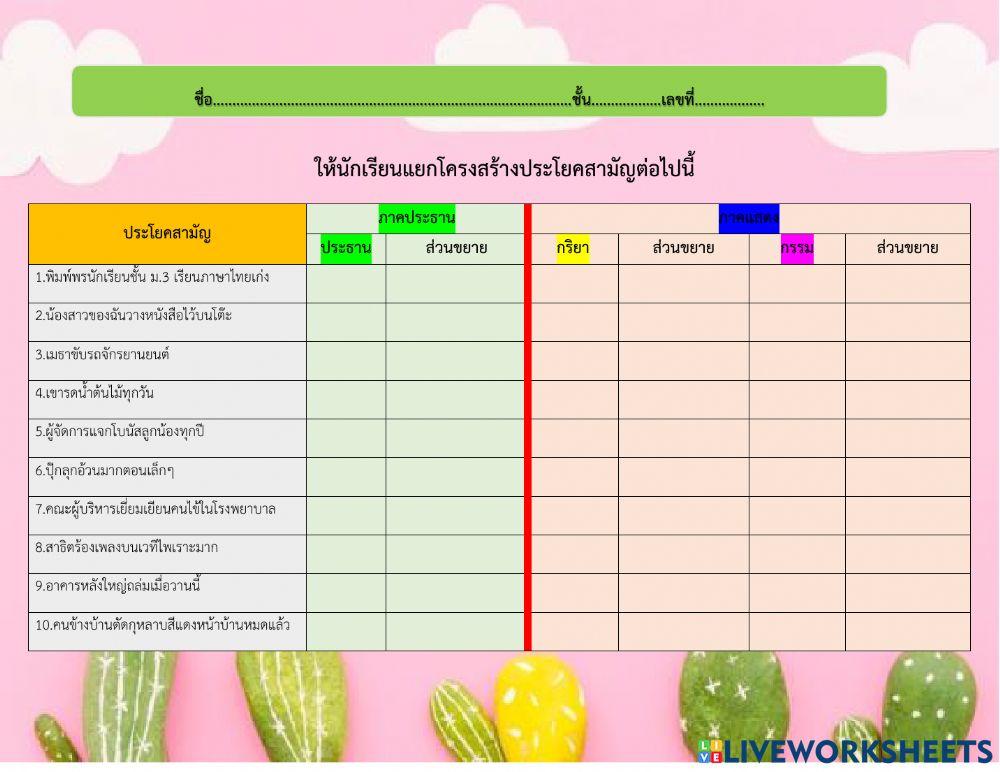ใบงานภาษาไทย