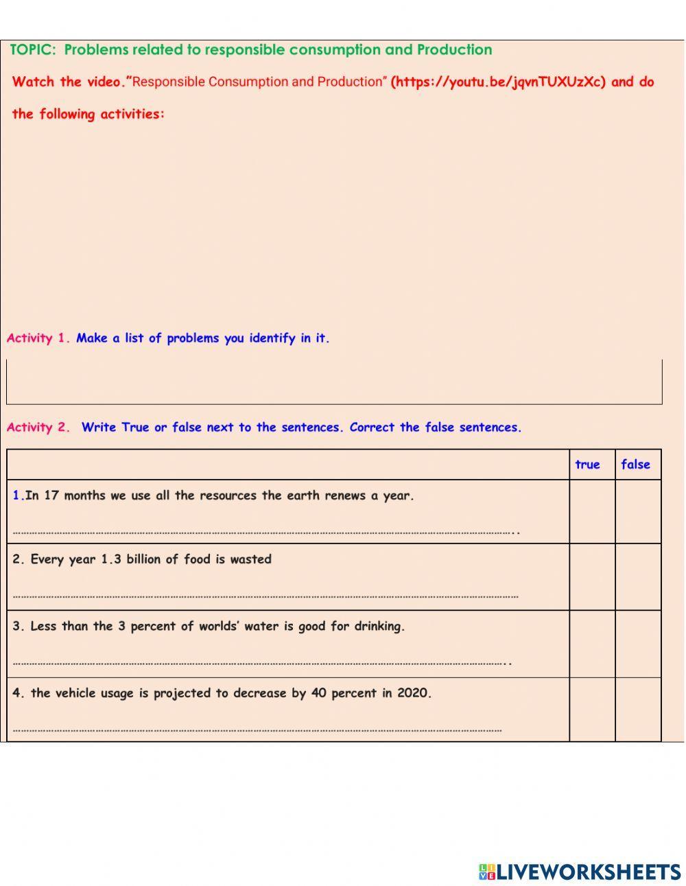 ProblemProblems related to responsible consumption and Production