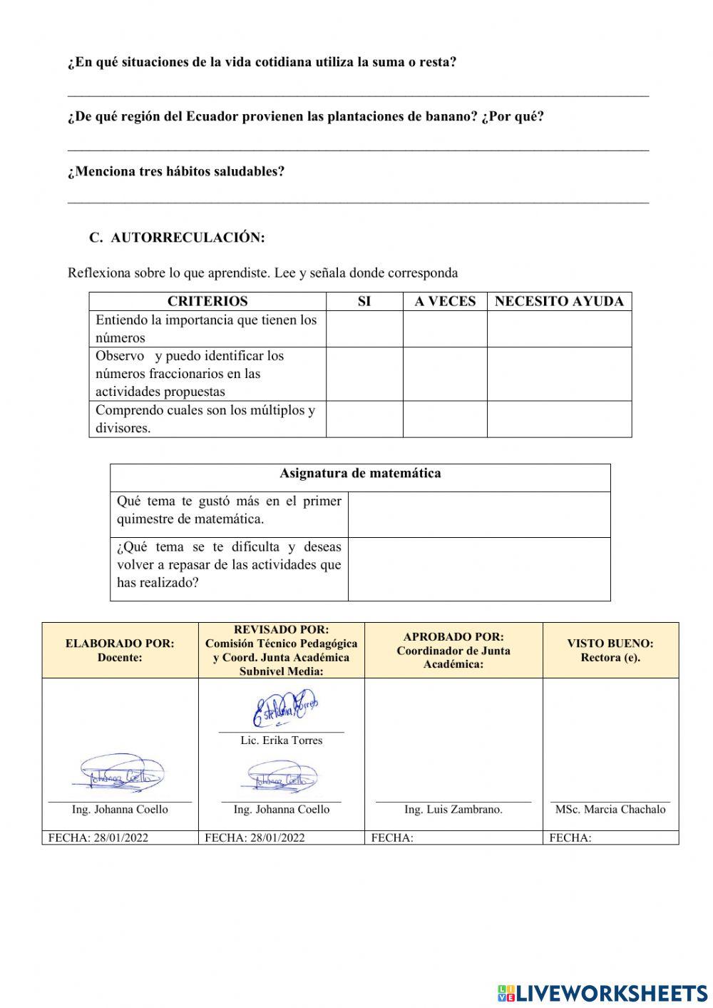 Evaluación 1er Quimestre