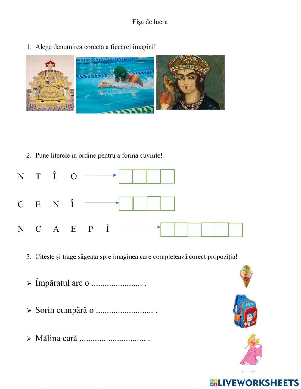 Fișă de lucru î
