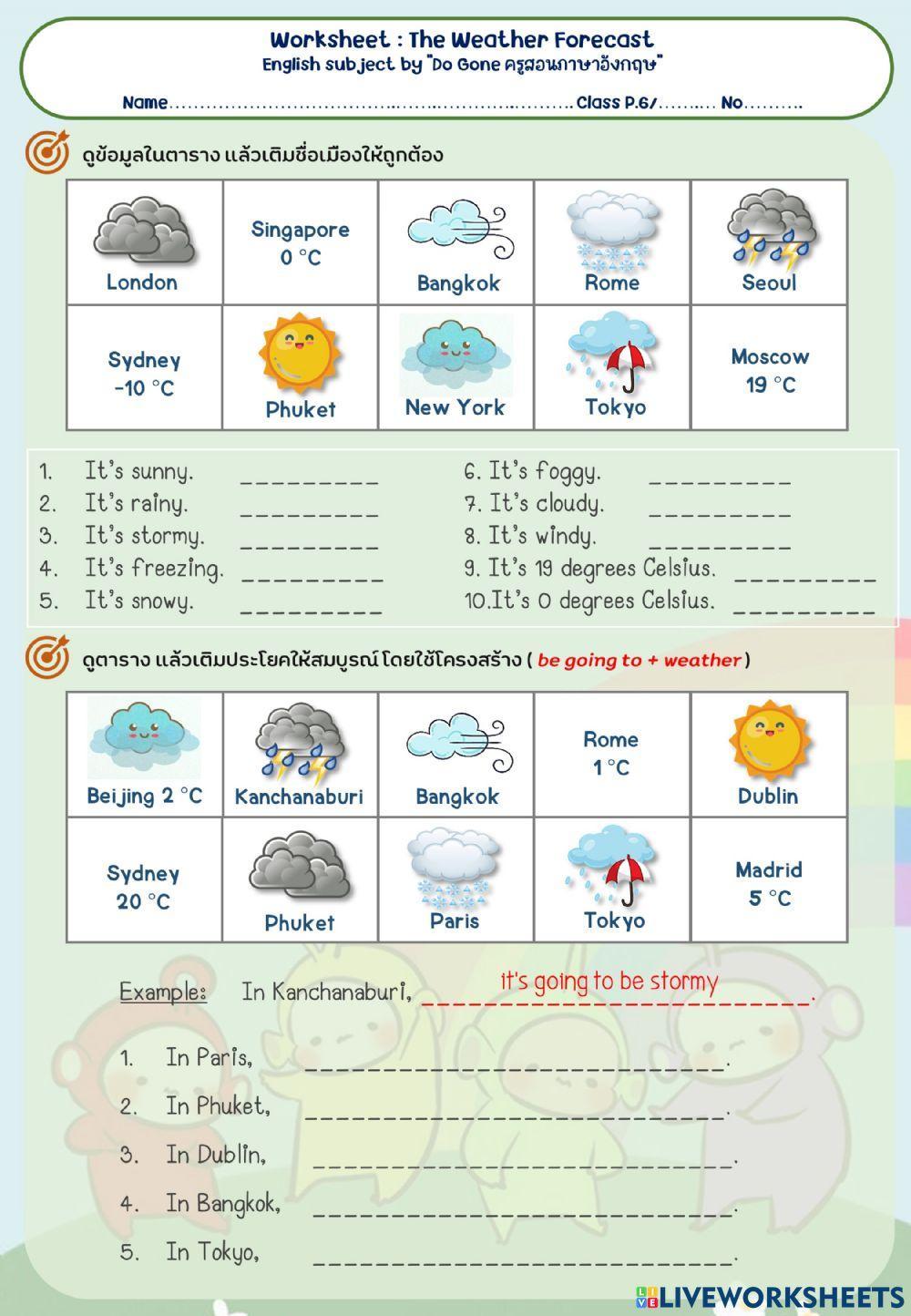 1844897 Weather Forecast Natthaporn LiveWorksheets