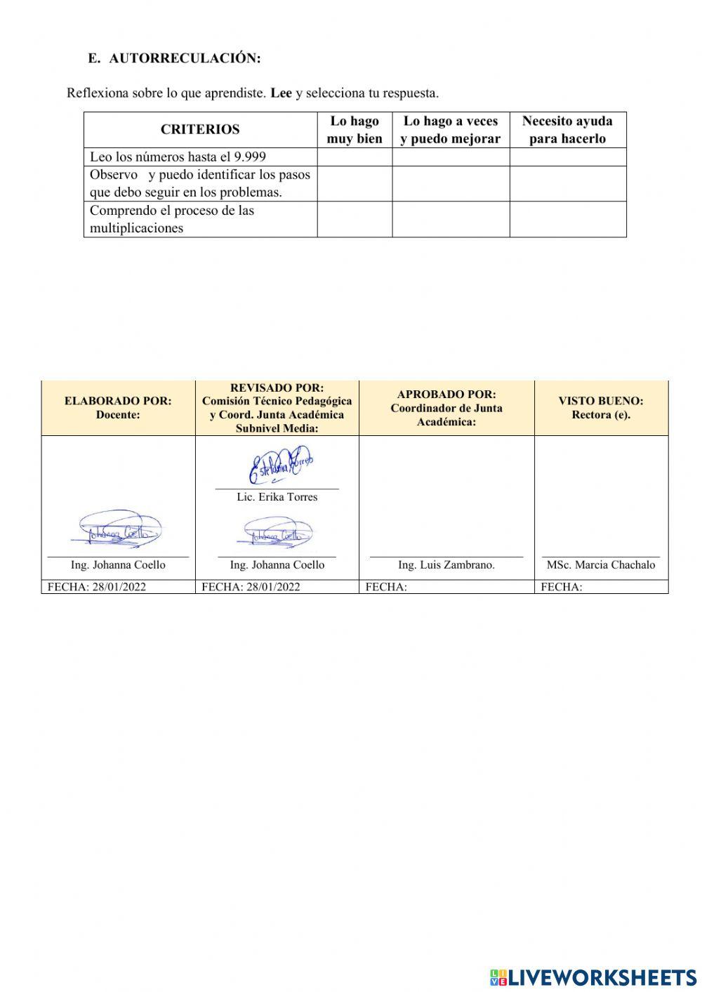 Evaluación 1er Quimestre