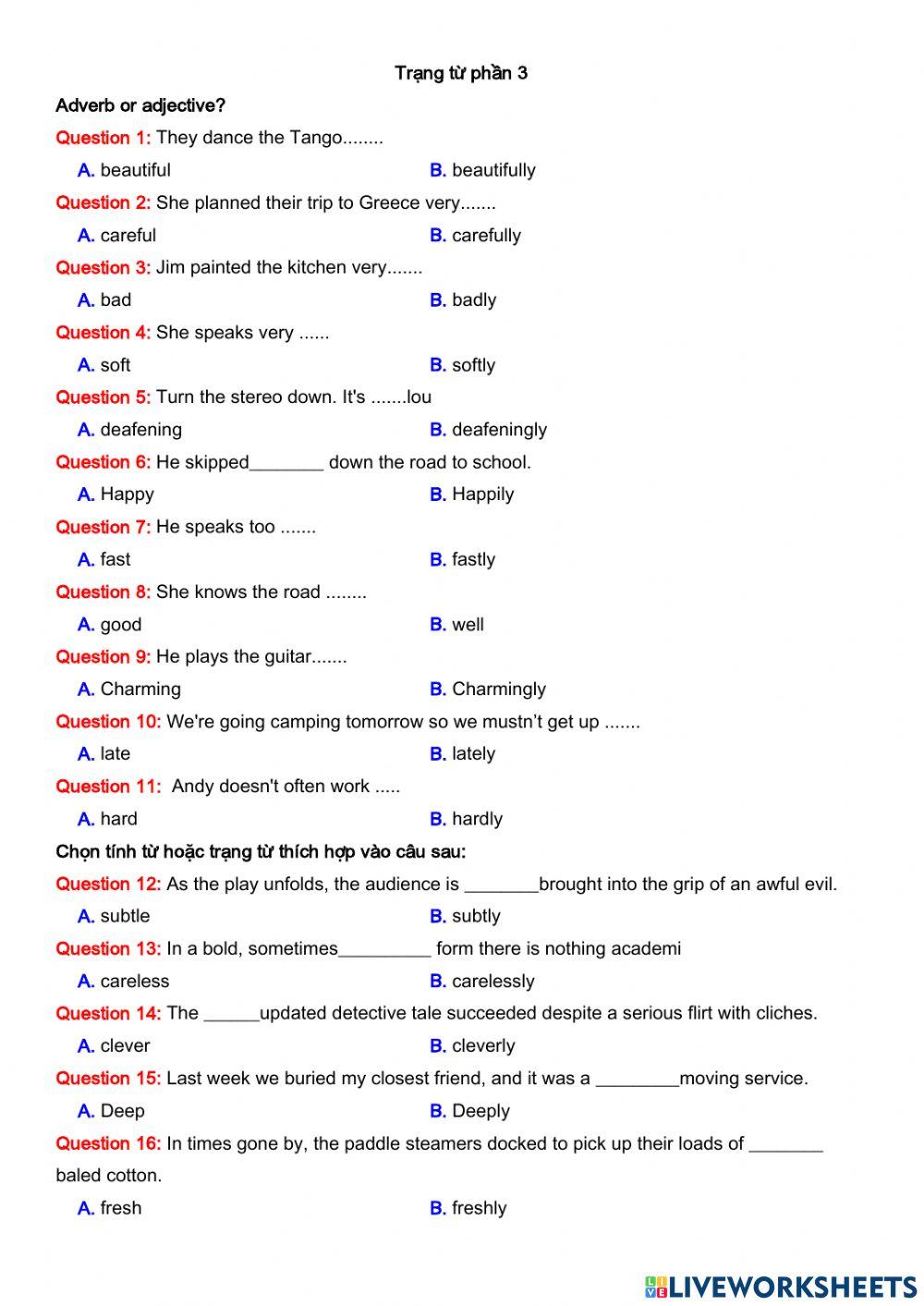 Trạng từ phần 3